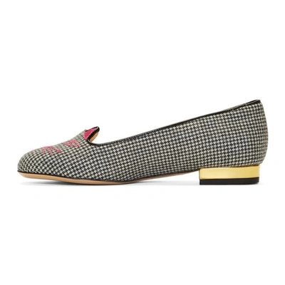 Shop Charlotte Olympia Black & White Houndstooth Kitty Flats