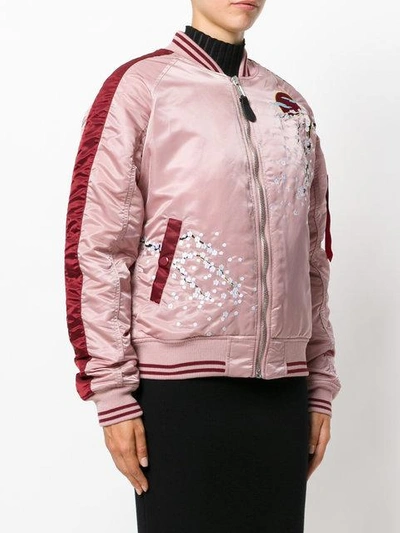 Shop Alpha Industries Blossom Detail Bomber Jacket In Pink