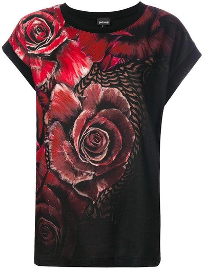 Shop Just Cavalli Rose Print T-shirt