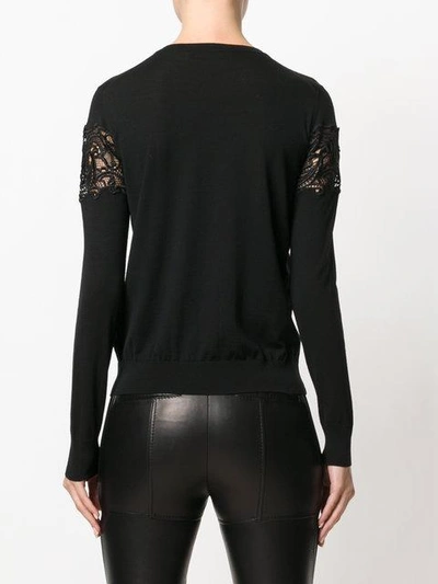 Shop Versace Baroque Lace Cardigan In Black