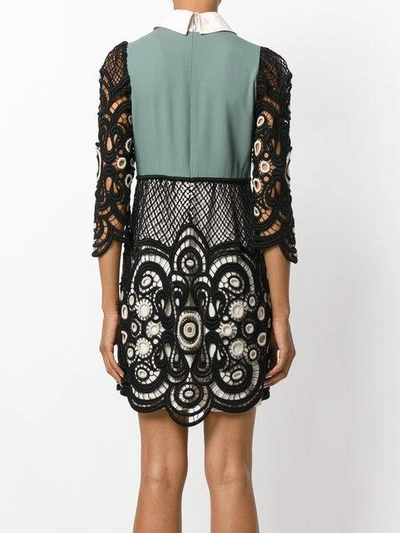 Shop Chloé Colour Block Lace Dress In Black