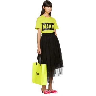 Shop Msgm Black Tulle Skirt