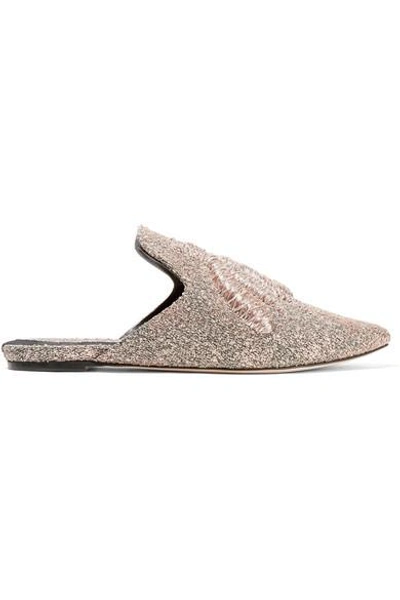 Shop Sanayi313 Ragno Embroidered Metallic Woven Slippers