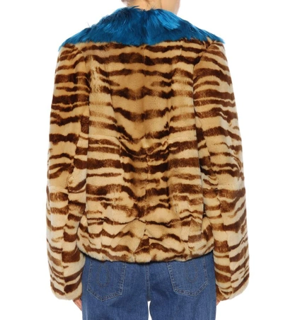 Shop Marni Printed Fur Jacket In Beige