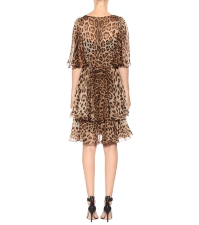 Shop Dolce & Gabbana Leopard-printed Silk Dress In Brown
