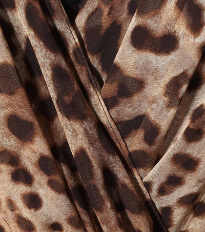 Shop Dolce & Gabbana Leopard-printed Silk Dress In Brown