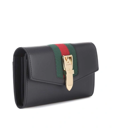 Shop Gucci Sylvie Leather Wallet In Eero