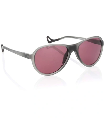 Shop District Vision Kaishiro District Black Rose Oval Sunglasses In Pink