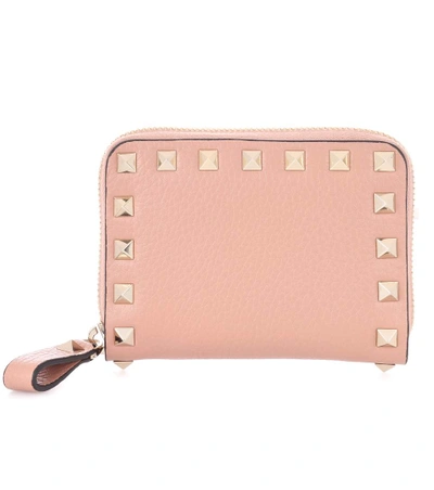 Valentino Garavani Rockstud Leather Wallet In Pink