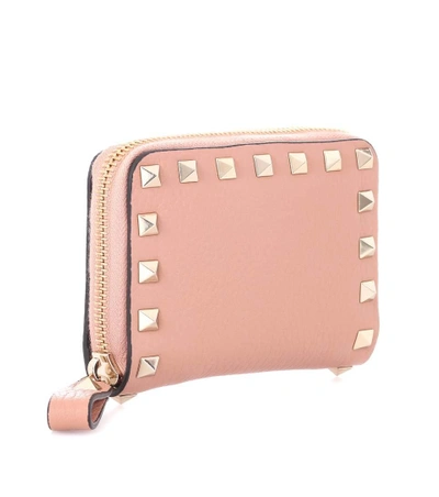 Shop Valentino Rockstud Leather Wallet In Pink