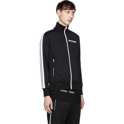 Shop Palm Angels Black & White Logo Track Jacket