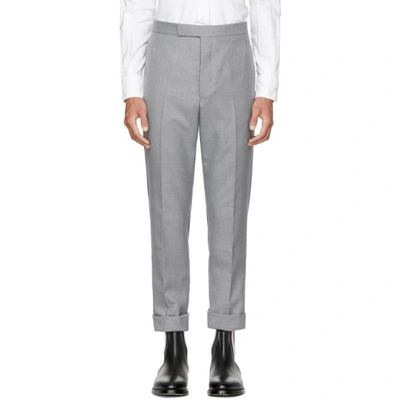 Shop Thom Browne Grey Classic Selvedge Backstrap Trousers