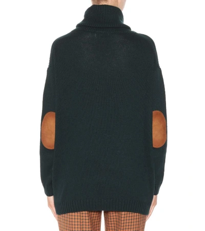Shop Prada Wool And Cashmere Turtleneck Sweater In Green