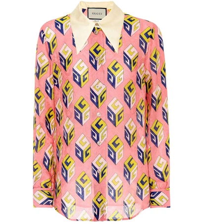 Shop Gucci Printed Jacquard Shirt In Multicoloured