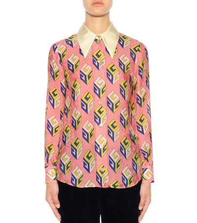 Shop Gucci Printed Jacquard Shirt In Multicoloured