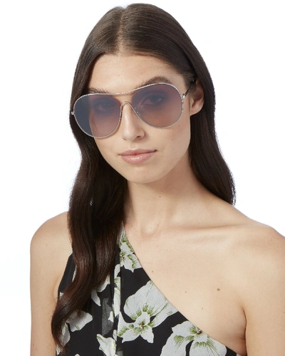 Shop Victoria Beckham Gold Loop Round Sunglasses