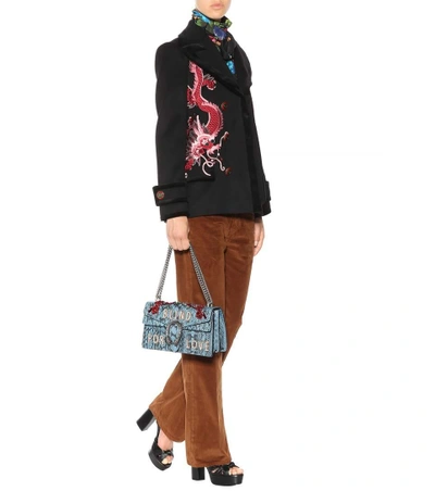 Shop Gucci Dionysus Medium Snakeskin Shoulder Bag In Blue