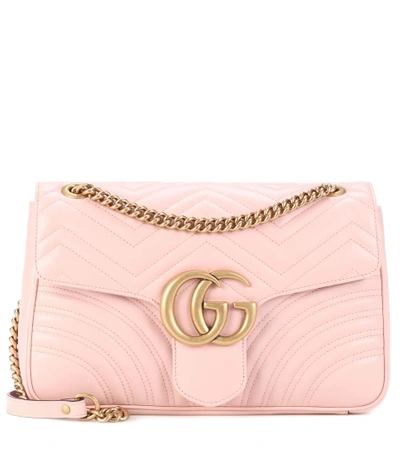 Shop Gucci Gg Marmont Medium Matelassé Leather Shoulder Bag In Pink