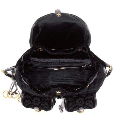 Shop Prada Quilted Velvet Backpack In Eero