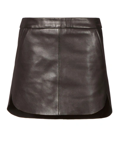 Shop Michelle Mason Baseball Hem Leather Mini Skirt