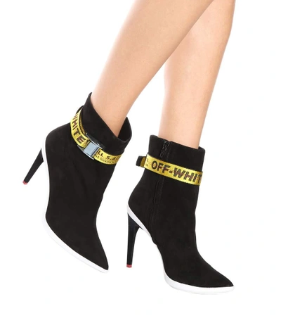 Shop Off-white Suede Ankle Boots In Llack Yell