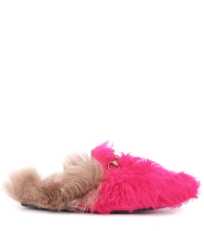 Shop Gucci Princetown Shearling Slippers In Pink