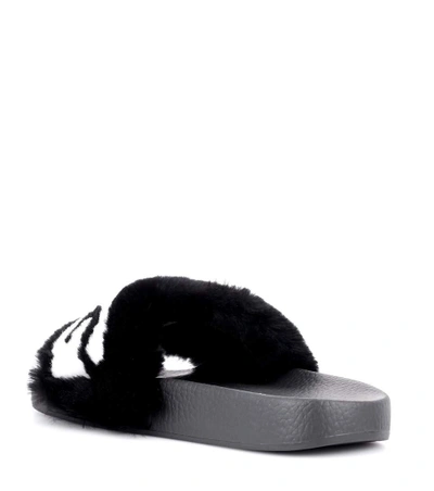 Shop Dolce & Gabbana Fur Slides In Black