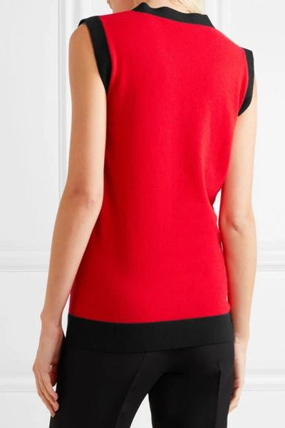 Shop Gucci Two-tone Wool And Cashmere-blend Top In Red