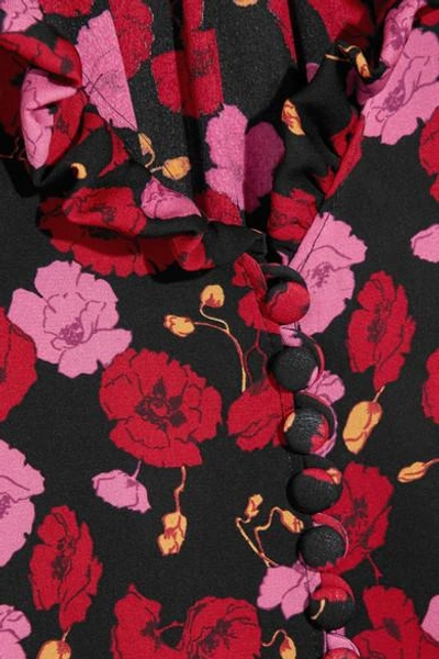 Shop Magda Butrym Forli Cold-shoulder Ruffled Floral-print Silk-crepe Blouse