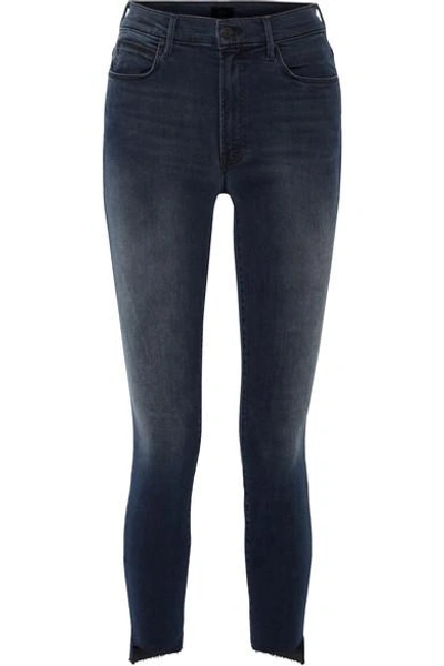 Shop Mother The Stunner Cropped Frayed Mid-rise Skinny Jeans