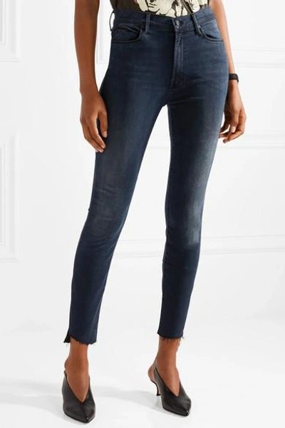 Shop Mother The Stunner Cropped Frayed Mid-rise Skinny Jeans