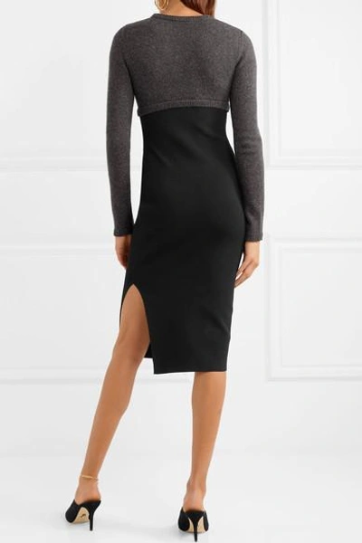 Shop Altuzarra Ursula Two-tone Lace Up-detailed Knitted Dress