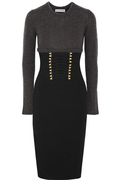 Shop Altuzarra Ursula Two-tone Lace Up-detailed Knitted Dress