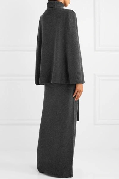 Shop Goen J Cape-effect Wool And Cashmere-blend Turtleneck Maxi Dress In Charcoal