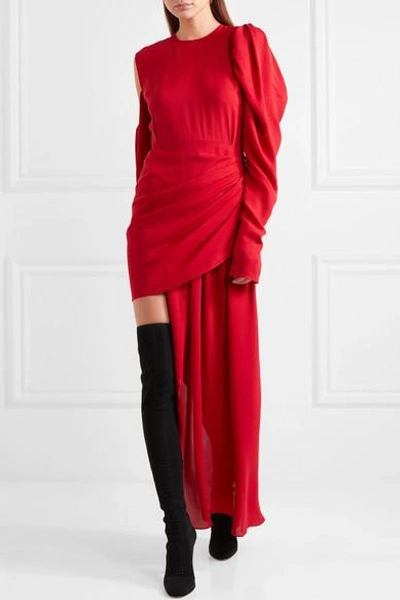 Shop Magda Butrym Sevilla Cold-shoulder Asymmetric Silk-crepe Midi Dress