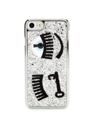 Shop Chiara Ferragni Flirt Key Snap-on Iphone 7 Case In Silver
