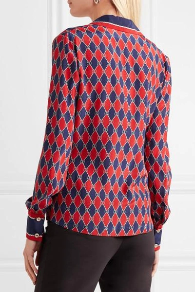 Shop Gucci Printed Silk Crepe De Chine Shirt In Red