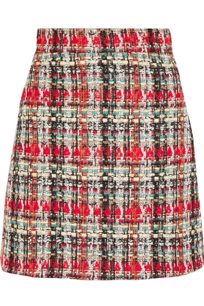Gucci Light Tweed Skirt W/ Contrasting Piping In Multicolor