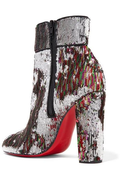 Shop Christian Louboutin Moulamax 100 Sequined Leather Ankle Boots In Metallic