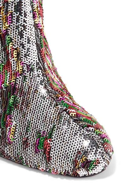 Shop Christian Louboutin Moulamax 100 Sequined Leather Ankle Boots In Metallic
