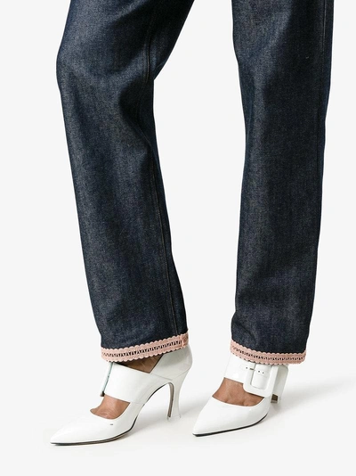 Shop Jour/né Denim Trousers With Hem Detail In Blue