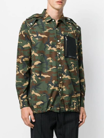 Shop Palm Angels Camouflage Shirt - Green