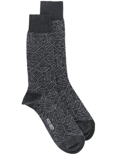 Shop Kenzo Flying  Socks In Grey
