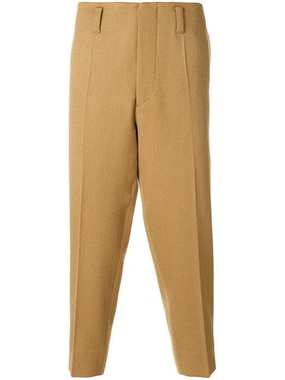 Shop Marni Tailored Cropped Chinos In Neutrals
