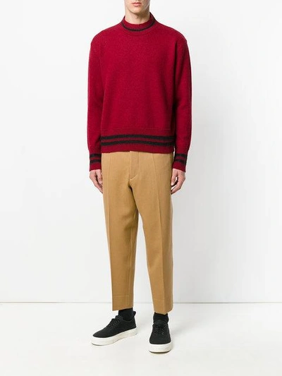 Shop Marni Tailored Cropped Chinos In Neutrals