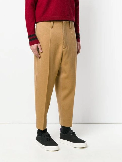 Shop Marni Tailored Cropped Chinos In Neutrals