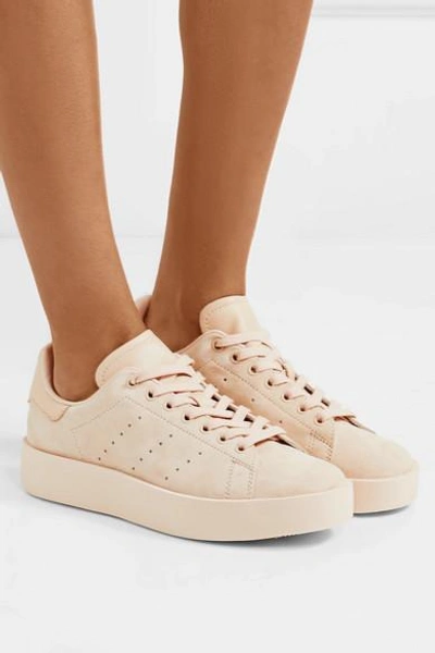 Shop Adidas Originals Stan Smith Bold Leather-trimmed Suede Sneakers