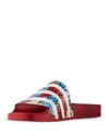 ADIDAS ORIGINALS WOMEN'S ADILETTE EMBOSSED POOL SLIDE SANDALS,BB5099