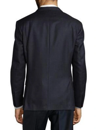 Shop Michael Kors Check Wool Blazer In Blue Tan