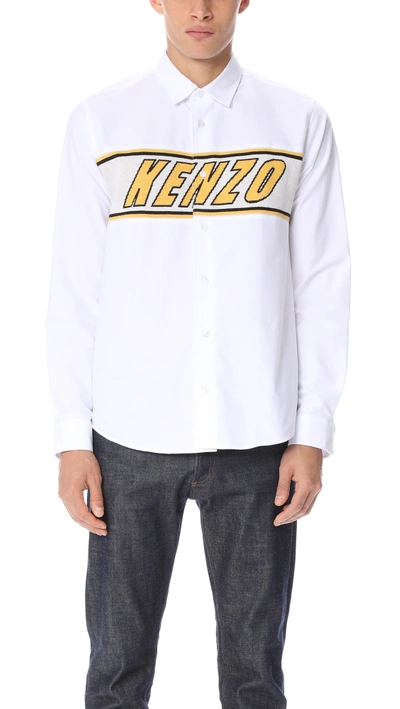 Shop Kenzo Knitted Casual Shirt In White